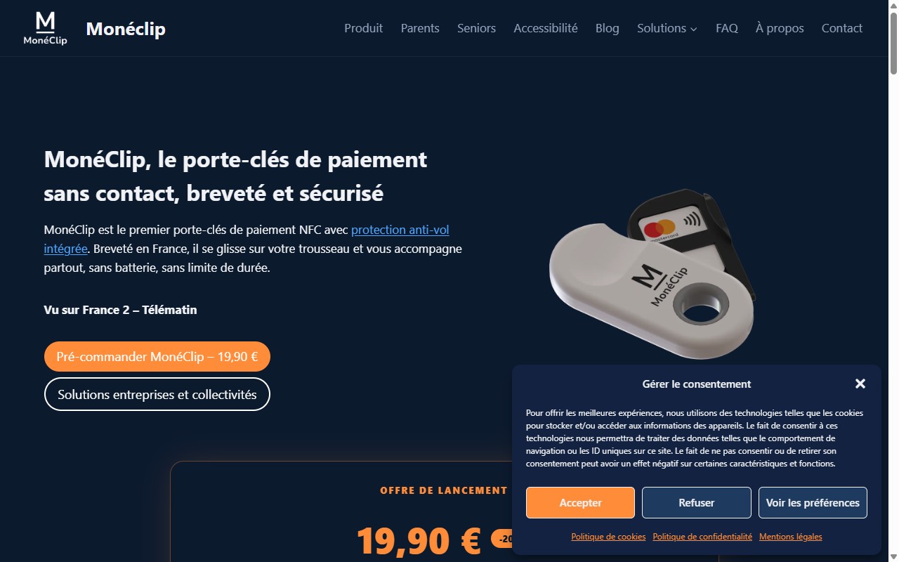 Page d'accueil de moneclip.fr